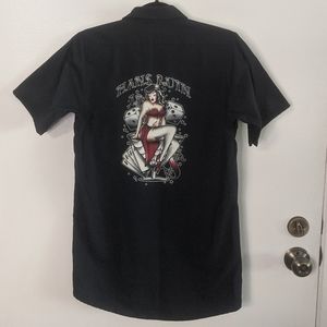 Lucky 13 Man's Ruin Sin Rockabilly Button Shirt S